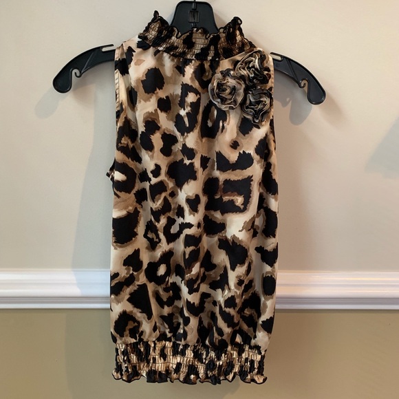 BCX Tops - BCX Leopard animal print top blouse size medium